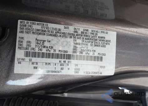 2012 Ford Focus Se from USA, damaged, VIN 1FAHP3F2XCL127470